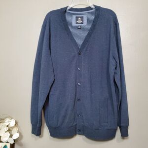 Hart Schaffner Marx Cardigan Sweater Mens Size XL Blue Button Up Classic Preppy